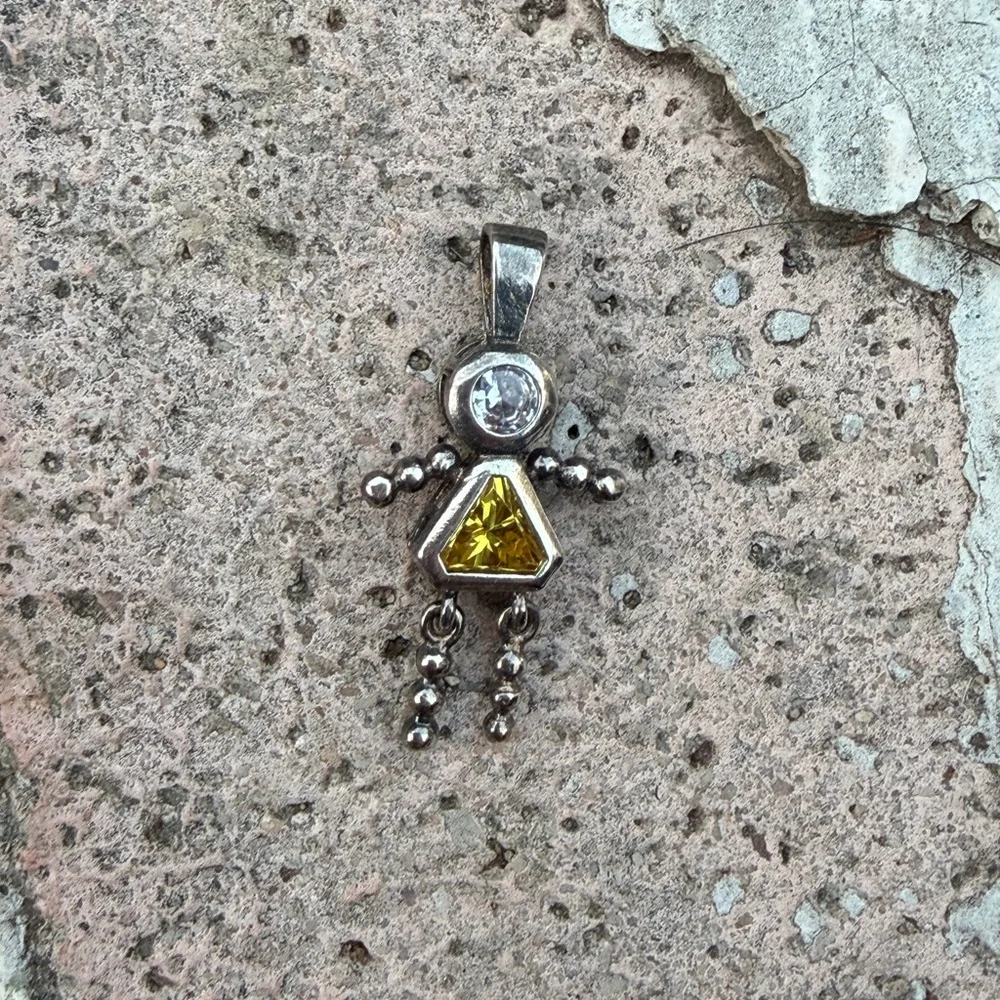 Silver‎ November zirconia girl birth stone vintage pendant